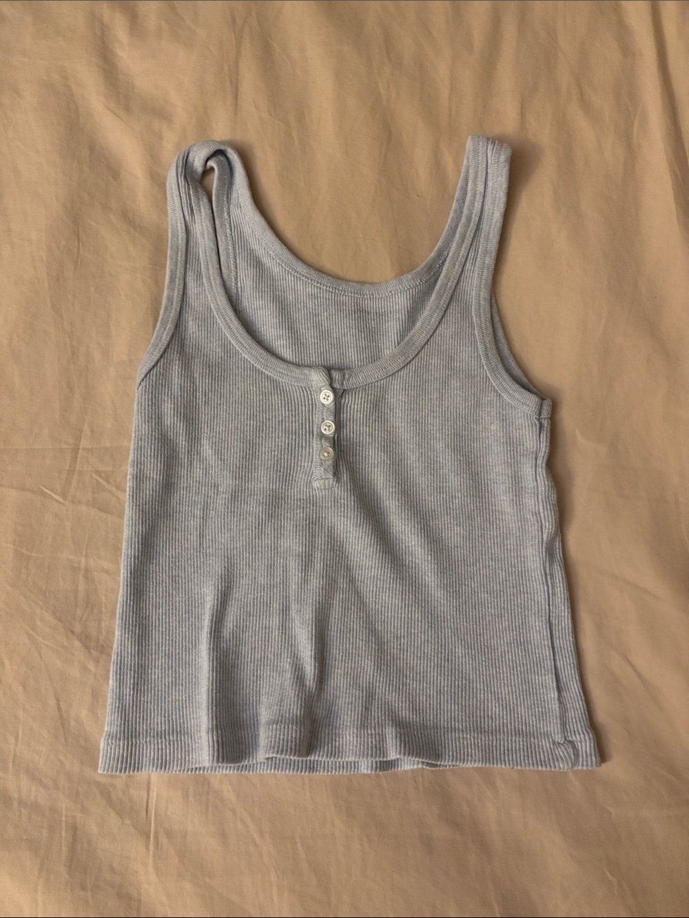 Brandy Melville Light Gray Ribbed Henley Tank